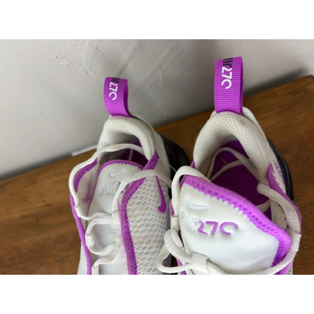 Nike Air Max 270 Kids White Fierce Purple Black AO2372-116 Size 13C